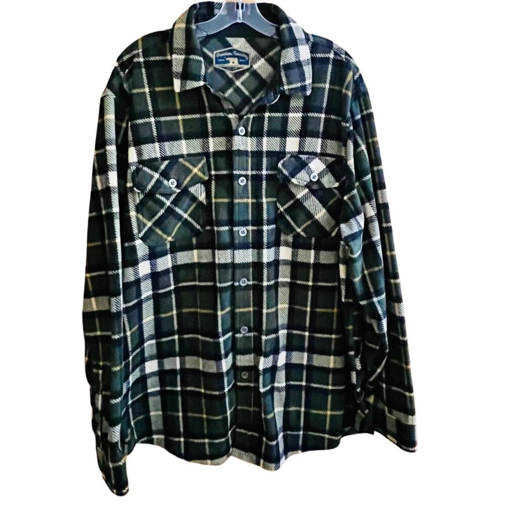 Freedom Foundry / Green Plaid / Soft Fleece Button Front Shacket Shirt / Size XL